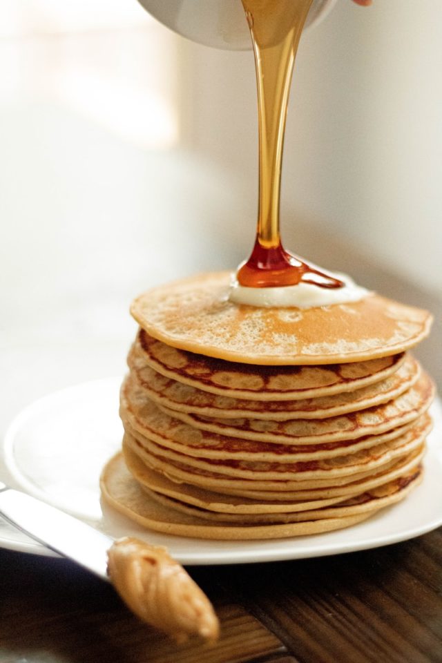 ihop pancakes on white ceramic plate