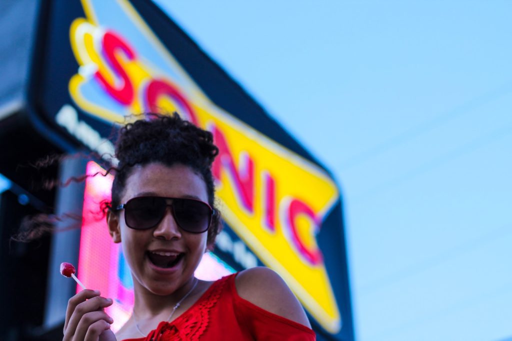 woman at Sonic restaurant