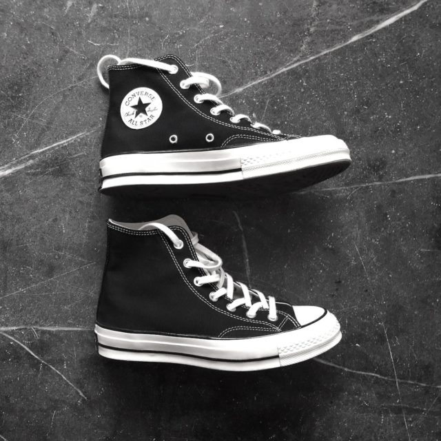 black Converse All Star high top shoes